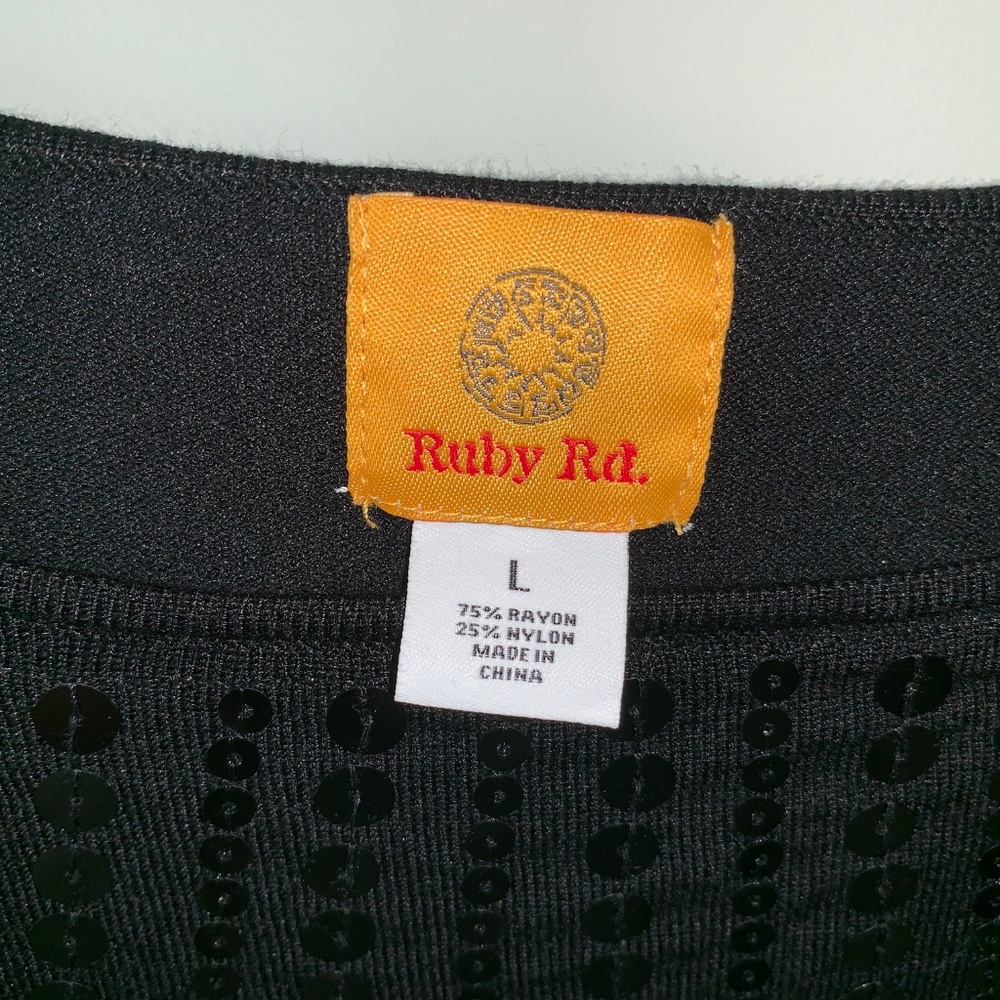 Ruby Rd. Black Sequin Sweater Size L - image 3